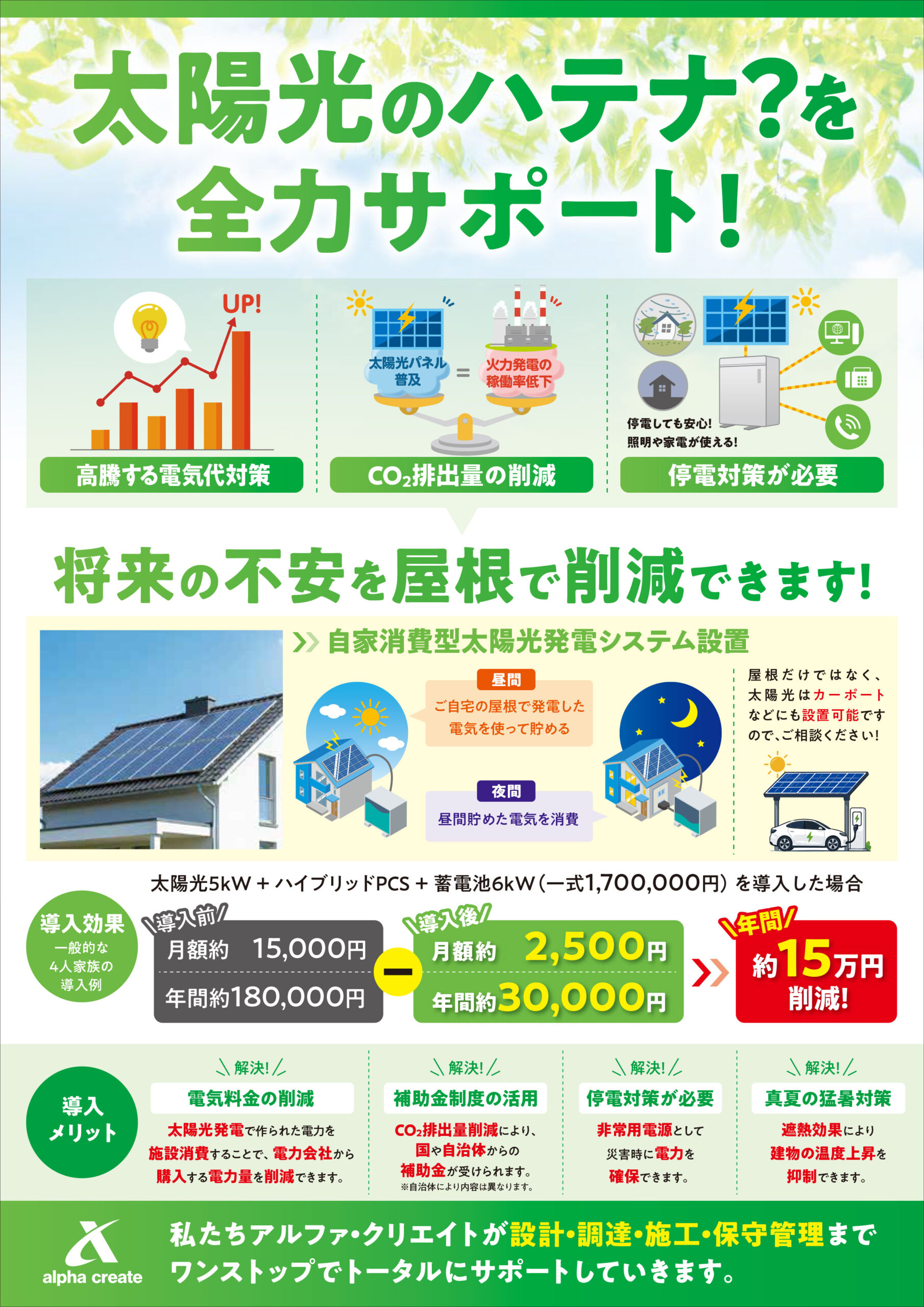 電気代が気になるご家庭・テナント様用のチラシ